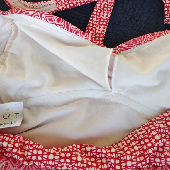 Ann Taylor Loft Beach Side Tie Halter 2PC Tankini Set Swimsuit Top M Bottom S - Picture 6 of 10